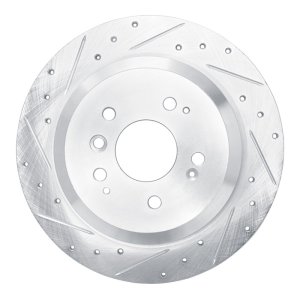 Honda Pilot Brake Rotor (1) - Rear Left - R1 Concepts - Drilled & Slotted - Silver - `16-`25